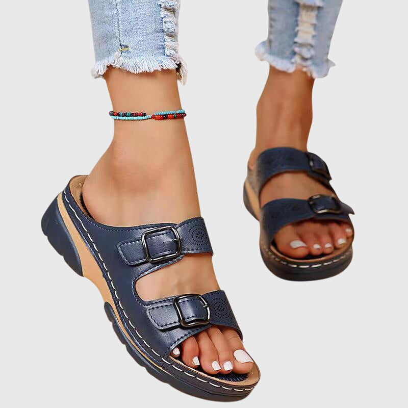 Diora™ | Sandales en Cuir Orthopédiques