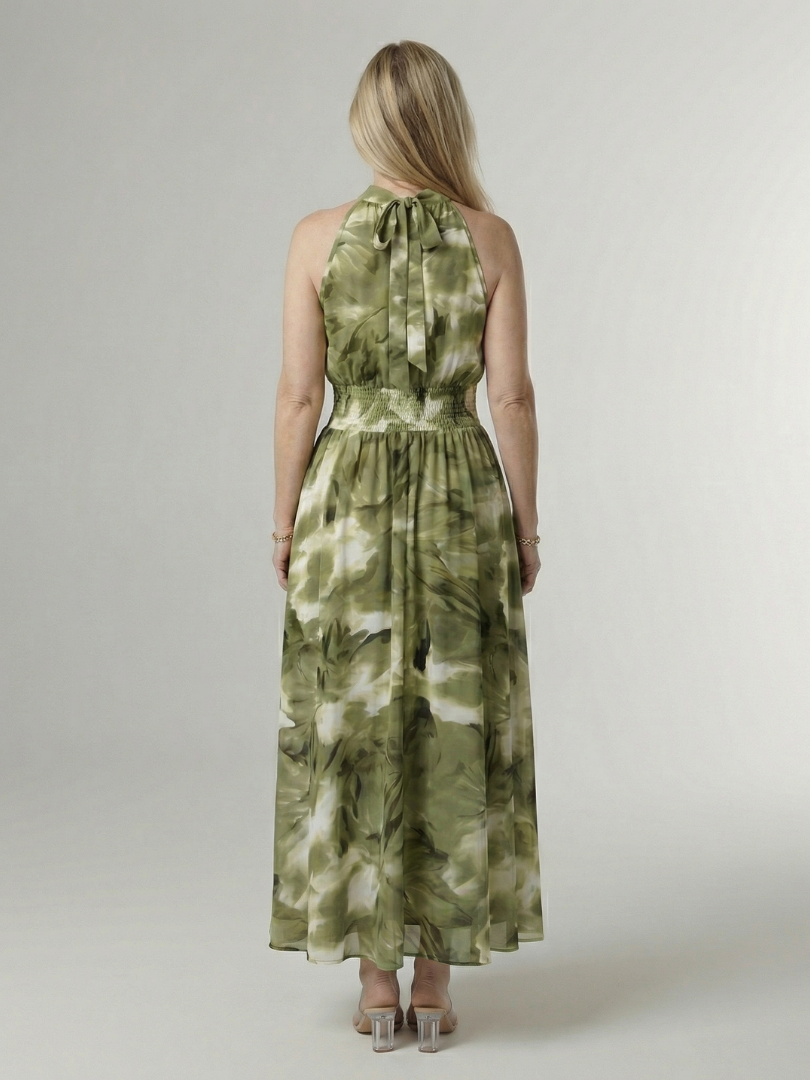 Sylin | Robe Midi à Col Halter Froncée