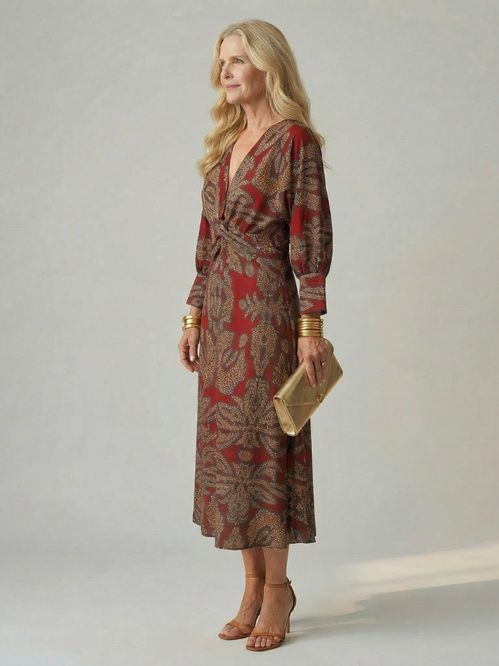 DELACROIX | Midi Wrap Dress in Natural Moon