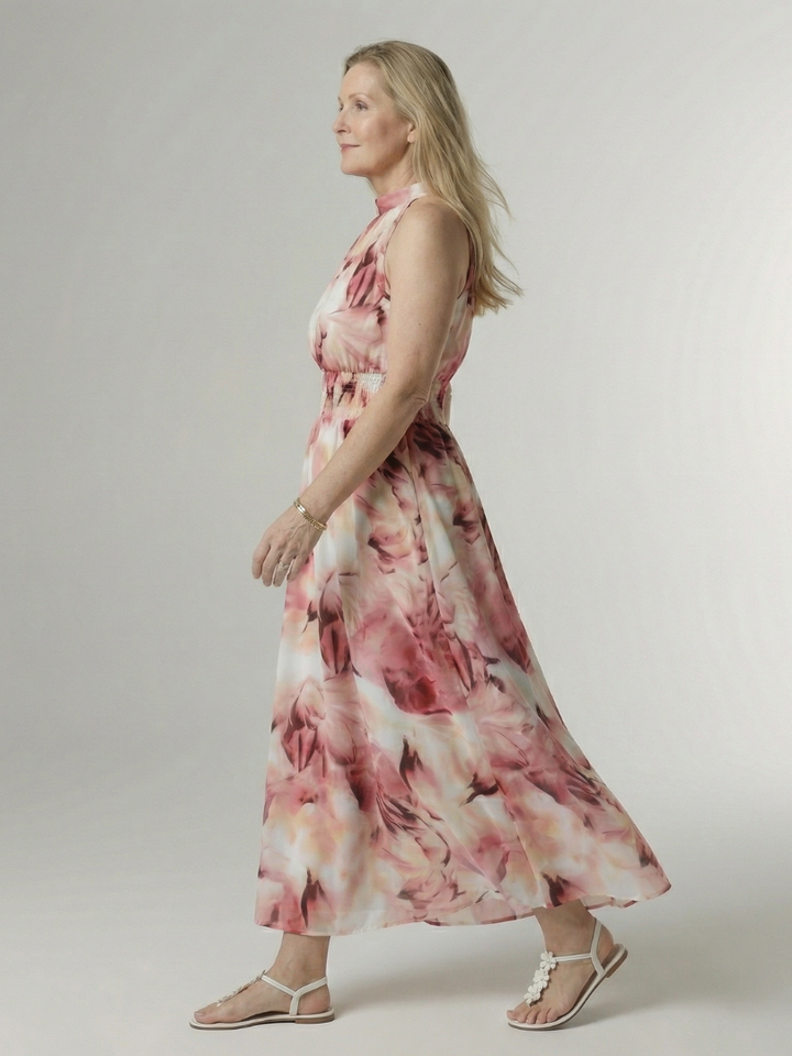Sylin | Robe Midi à Col Halter Froncée