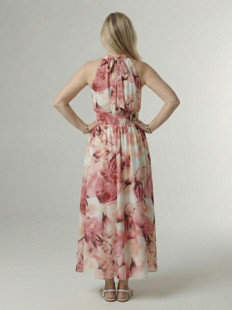 Sylin | Robe Midi à Col Halter Froncée