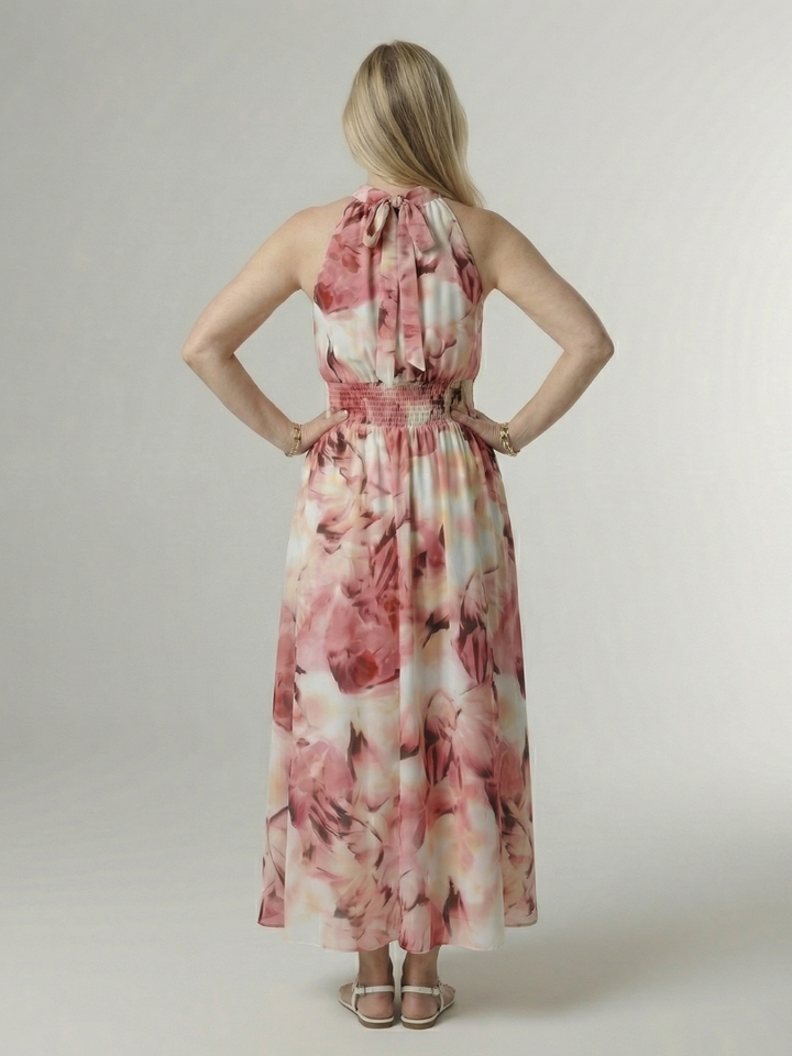Sylin | Robe Midi à Col Halter Froncée