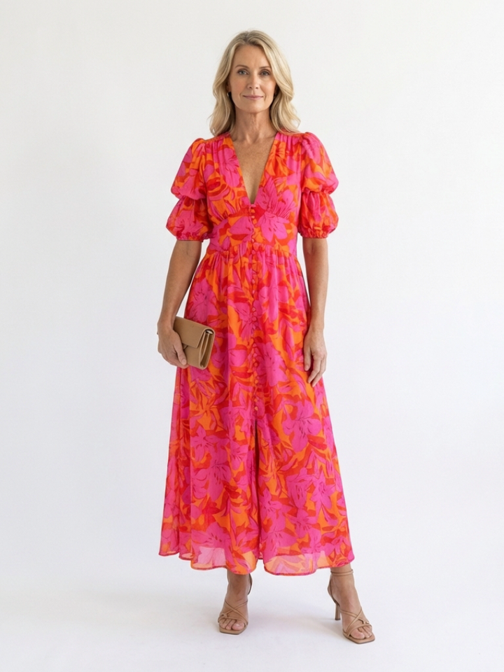 DELACROIX | Robe Midi à Manches Volumineuses Willow
