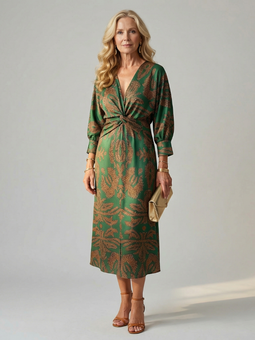 DELACROIX | Midi Wrap Dress in Natural Moon