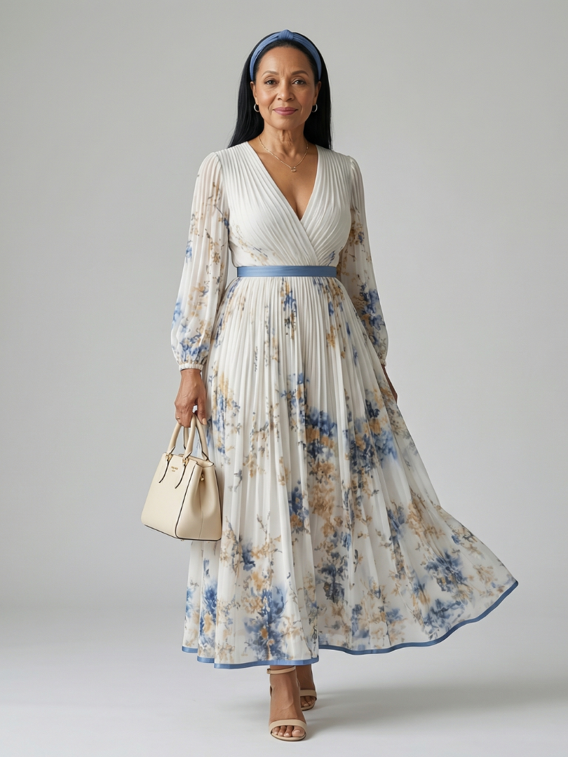 DELACROIX | Robe Midi Plissée Enveloppante Rielle