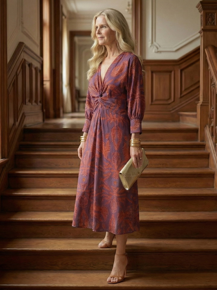 DELACROIX | Midi Wrap Dress in Natural Moon