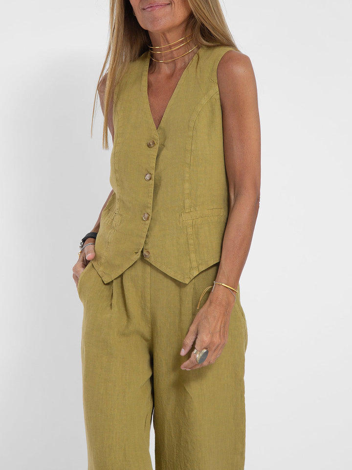 Aira – Ensemble élégant en deux pièces avec gilet et pantalons larges