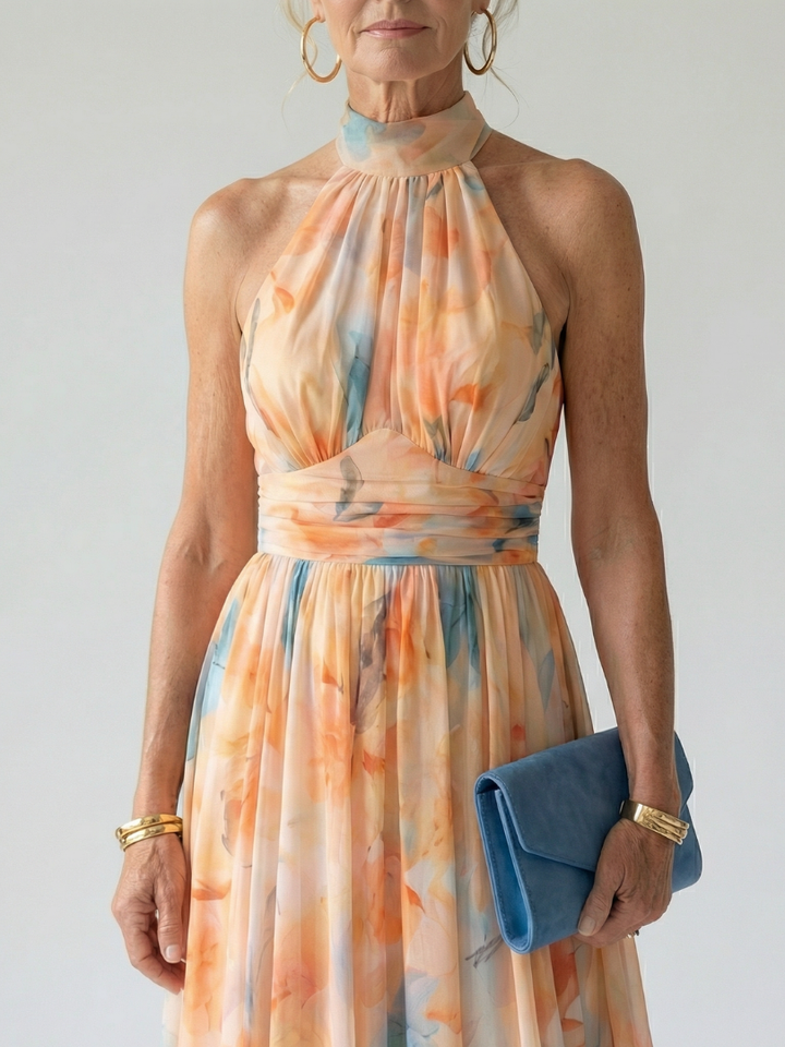 DEALCROIX | Robe Midi Douce à Col Halter Elin