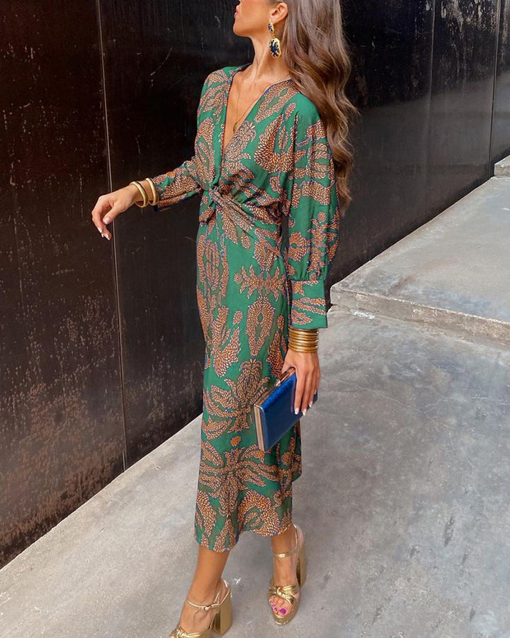 Isadora | Robe Midi Élégante avec Imprimé Délicat