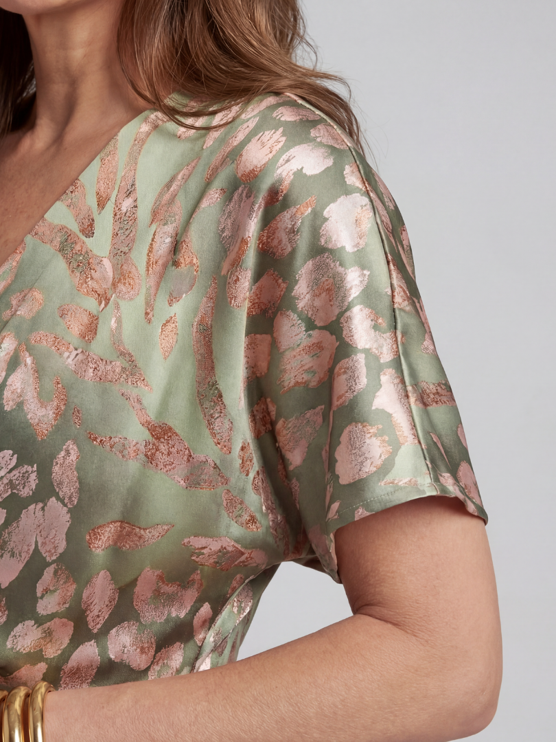 DELACROIX | Robe Midi à Motif Abstrait Corail