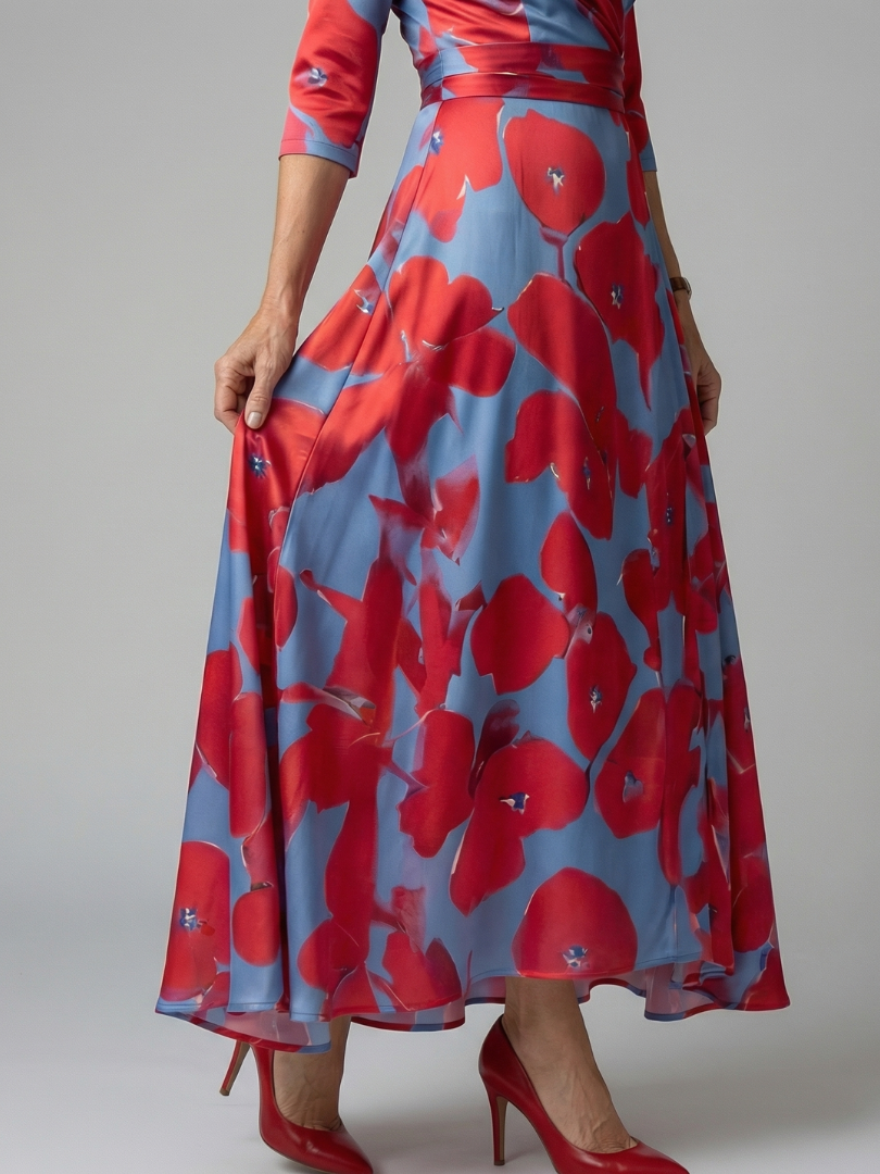 Celine | Robe Midi avec Col Croisé
