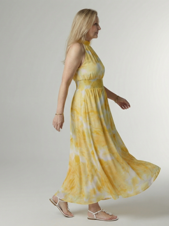 DELACROIX | Robe Midi Halter Froncée Sylin