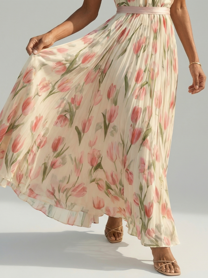 DELACROIX | Robe Midi à Fleurs Aurelle avec Col Halter