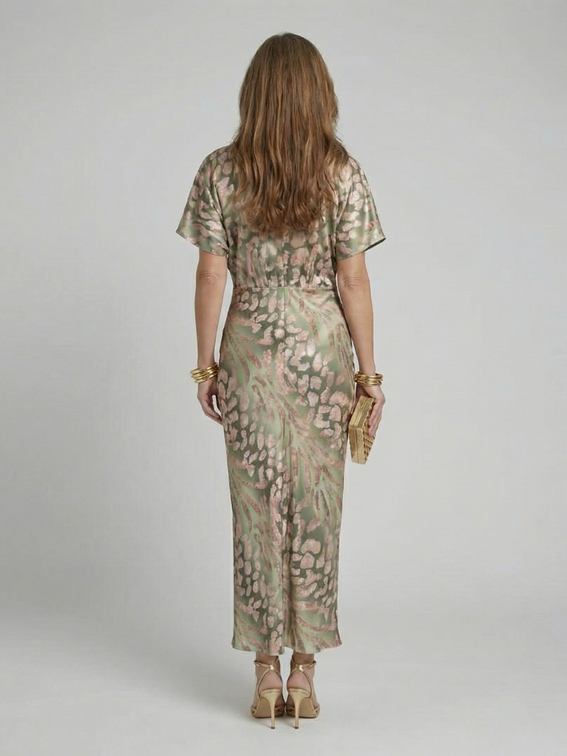 DELACROIX | Robe Midi à Motif Abstrait Corail