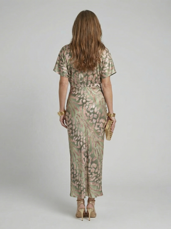DELACROIX | Robe Midi à Motif Abstrait Corail