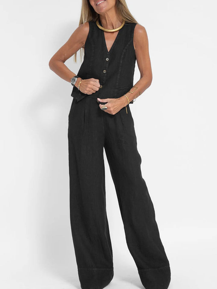 Aira – Ensemble élégant en deux pièces avec gilet et pantalons larges