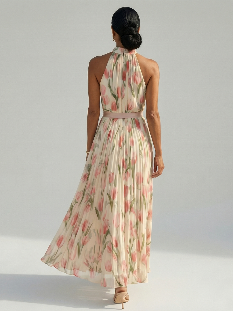 DELACROIX | Robe Midi à Fleurs Aurelle avec Col Halter