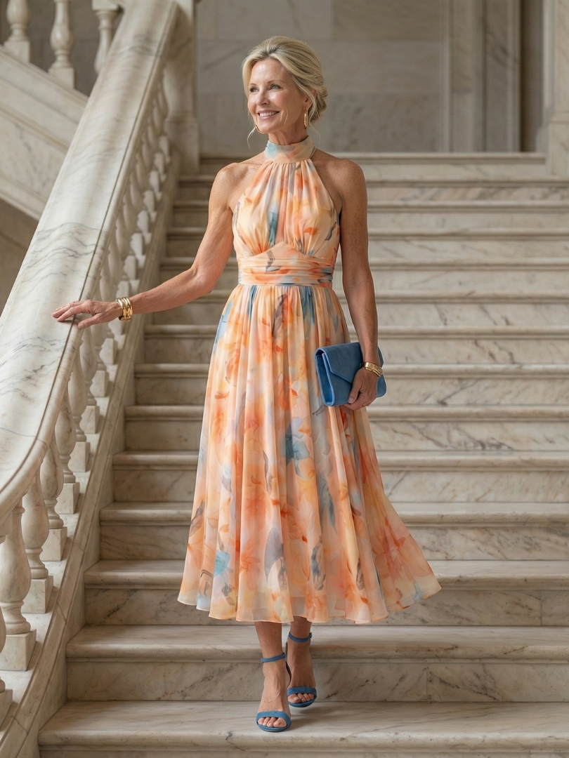 Elin | Robe Midi Halter Douce