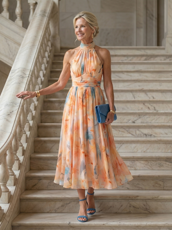 DEALCROIX | Robe Midi Douce à Col Halter Elin