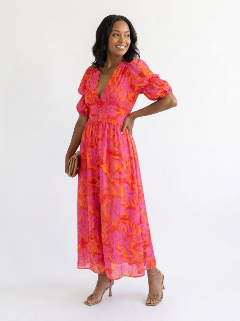 DELACROIX | Robe Midi à Manches Volumineuses Willow