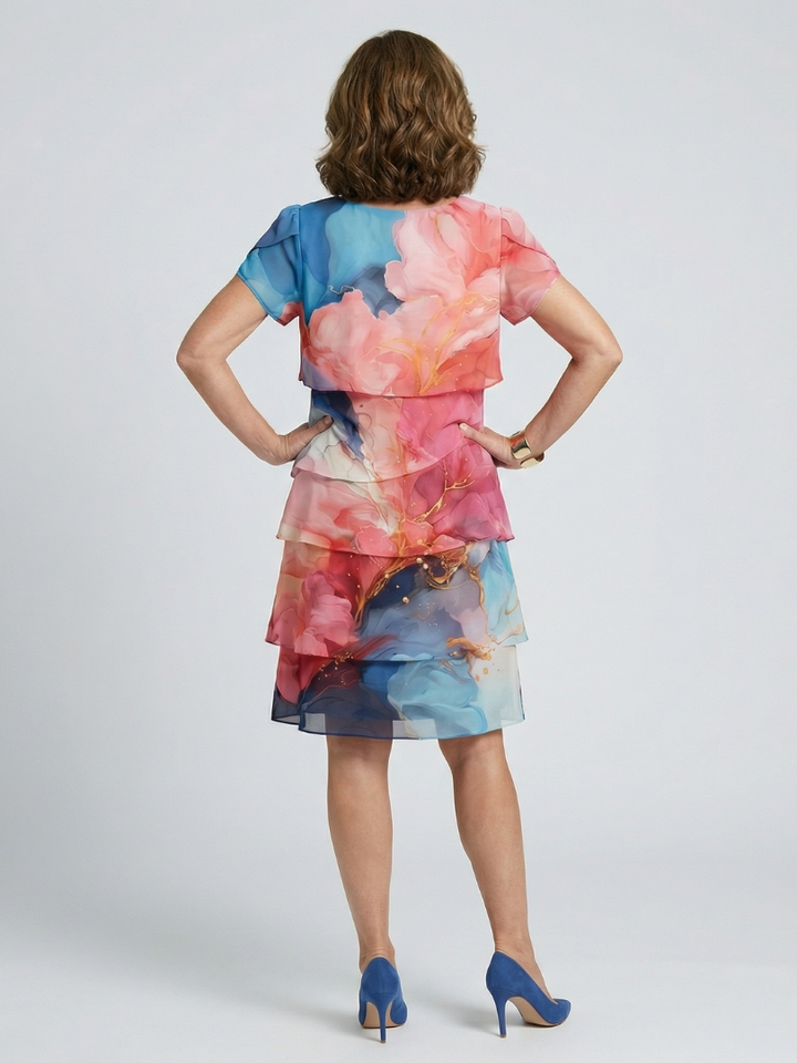 DELACROIX | Robe élégante en marbre Mira, longueur genou