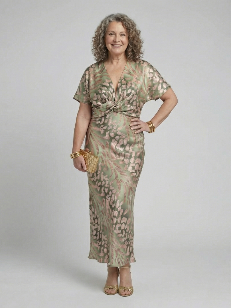 DELACROIX | Robe Midi à Motif Abstrait Corail