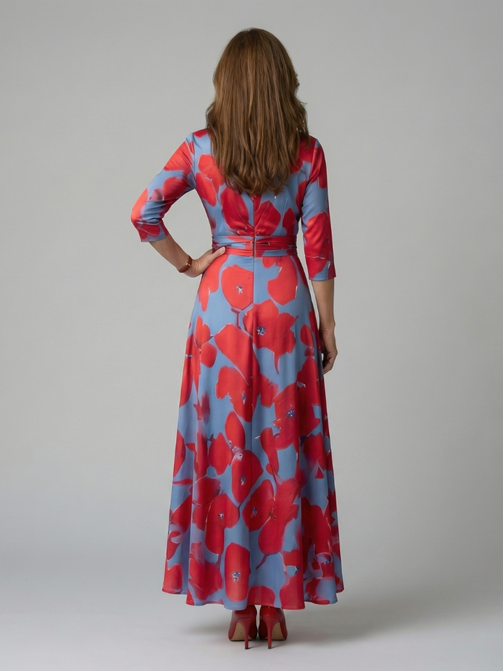 Celine | Robe Midi avec Col Croisé