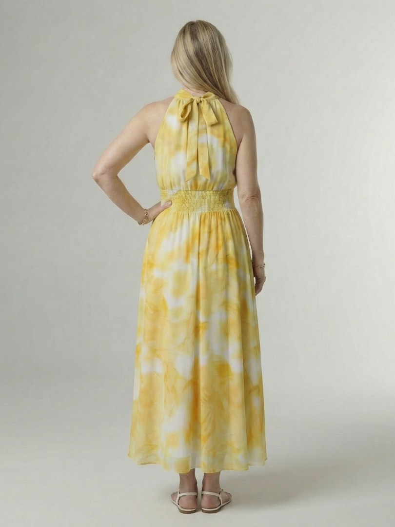 DELACROIX | Robe Midi Halter Froncée Sylin