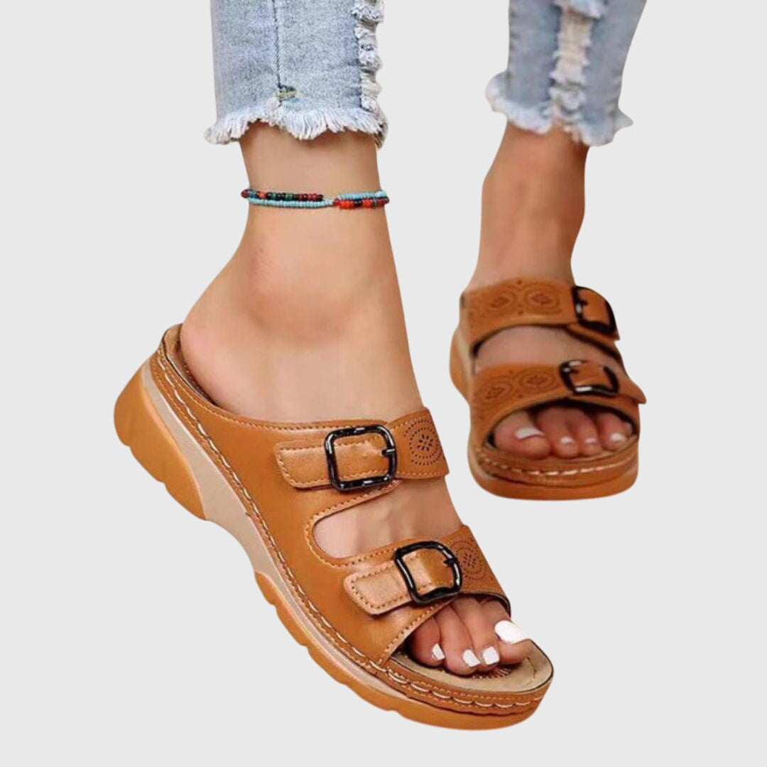 Diora™ | Sandales en Cuir Orthopédiques