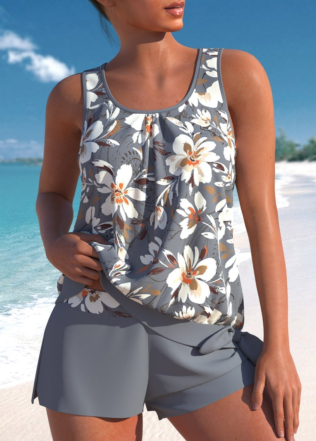 Megan - Ensemble de Maillot de Bain Détendu à Motif Feuille