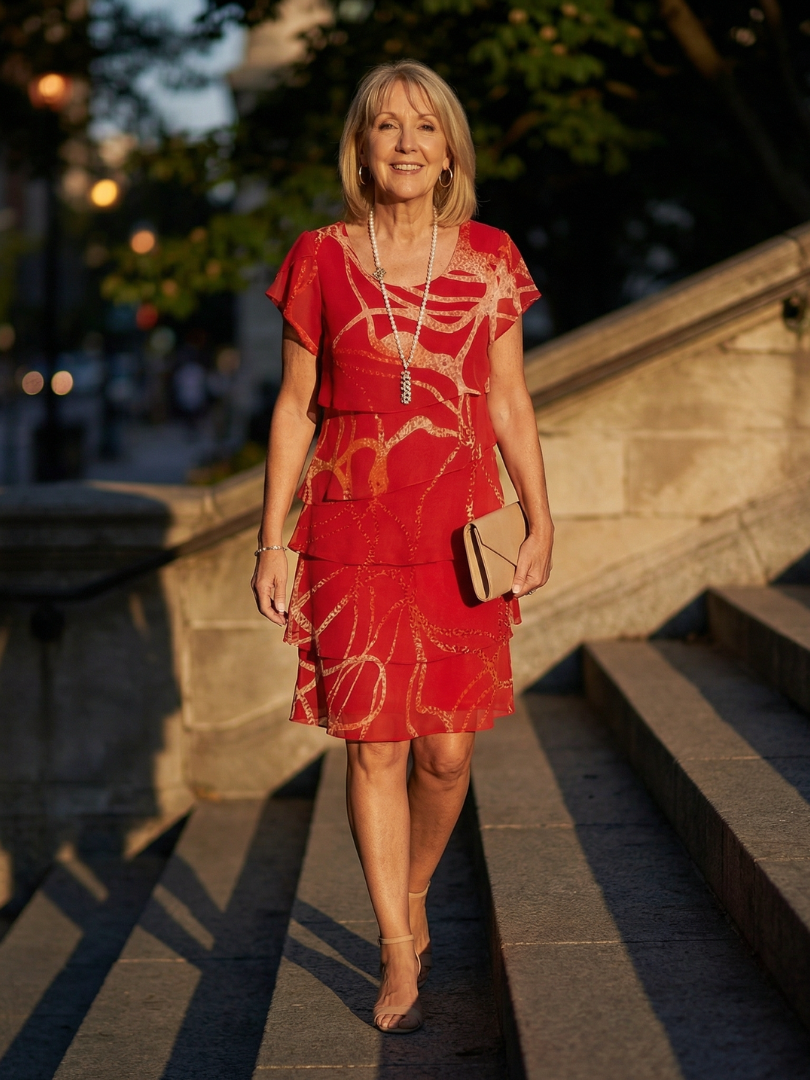 DELACROIX | Robe mi-mollet douce à motif abstrait Nora
