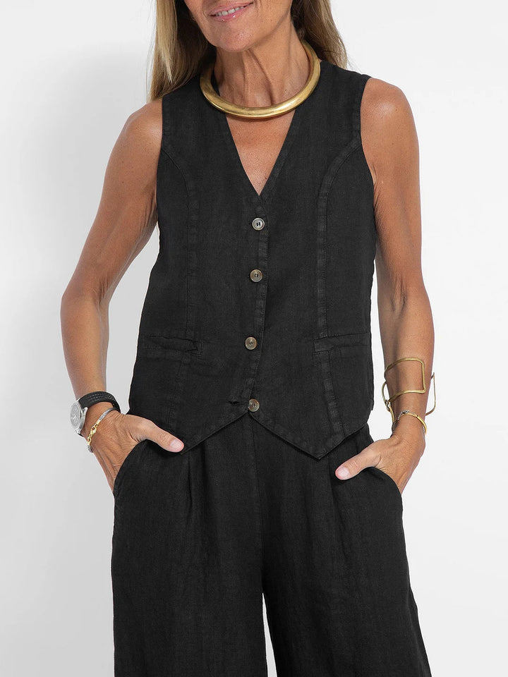 Aira – Ensemble élégant en deux pièces avec gilet et pantalons larges