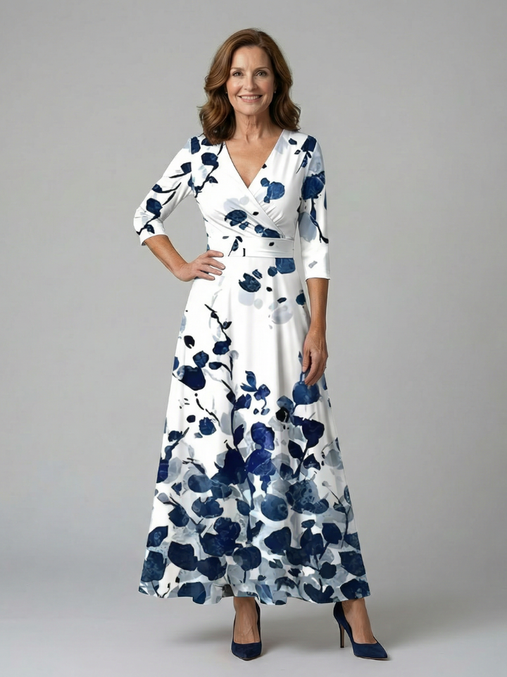 Celine | Robe Midi avec Col Croisé