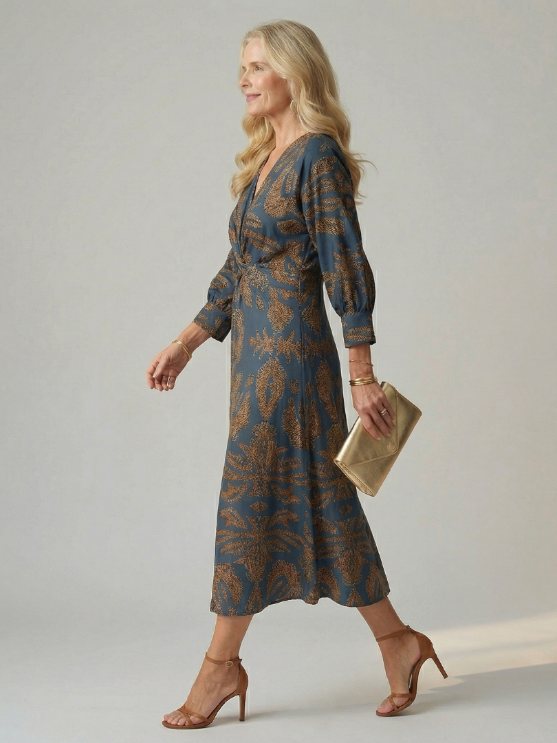 DELACROIX | Midi Wrap Dress in Natural Moon