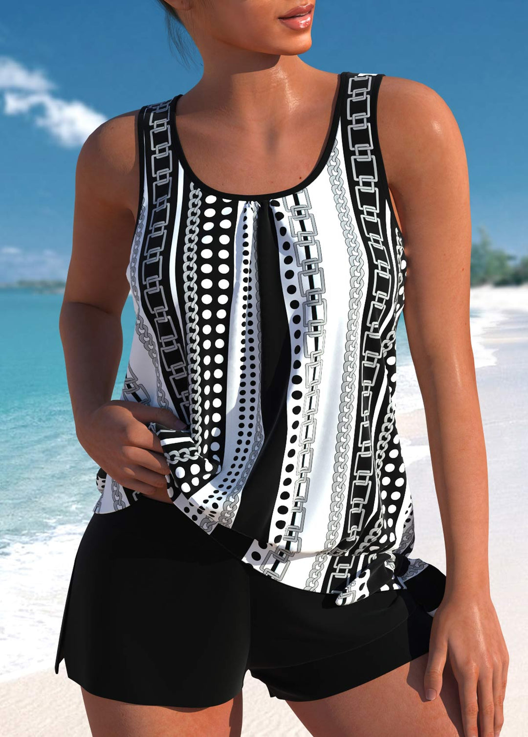 Megan - Ensemble de Maillot de Bain Détendu à Motif Feuille