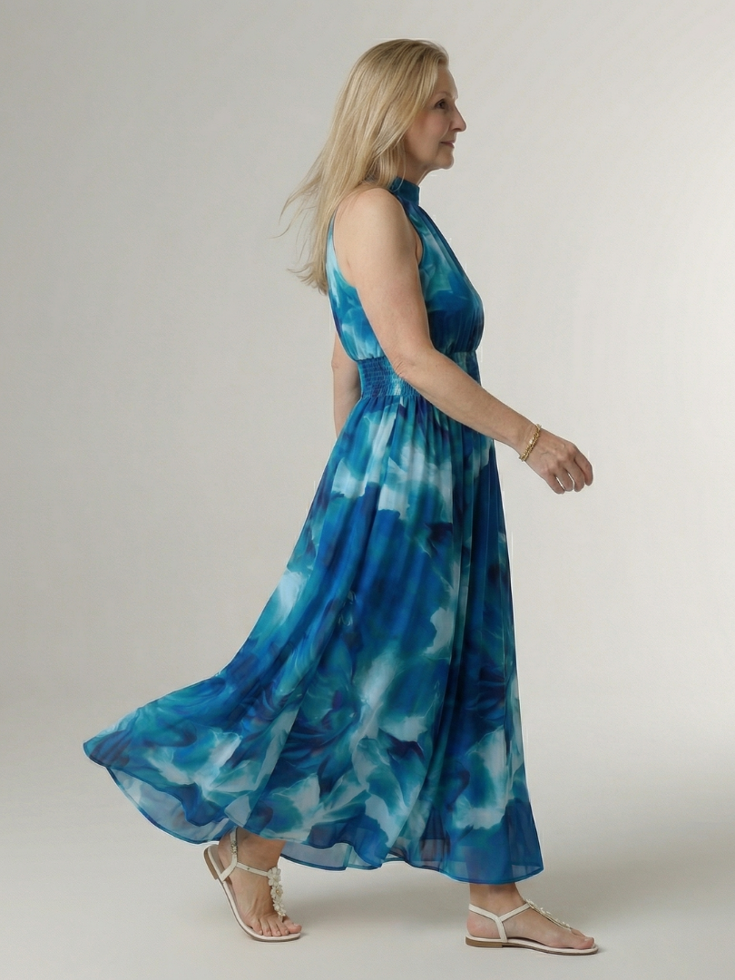 DELACROIX | Robe Midi Halter Froncée Sylin