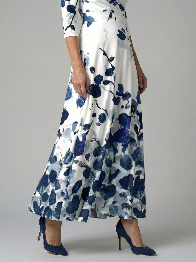 Celine | Robe Midi avec Col Croisé