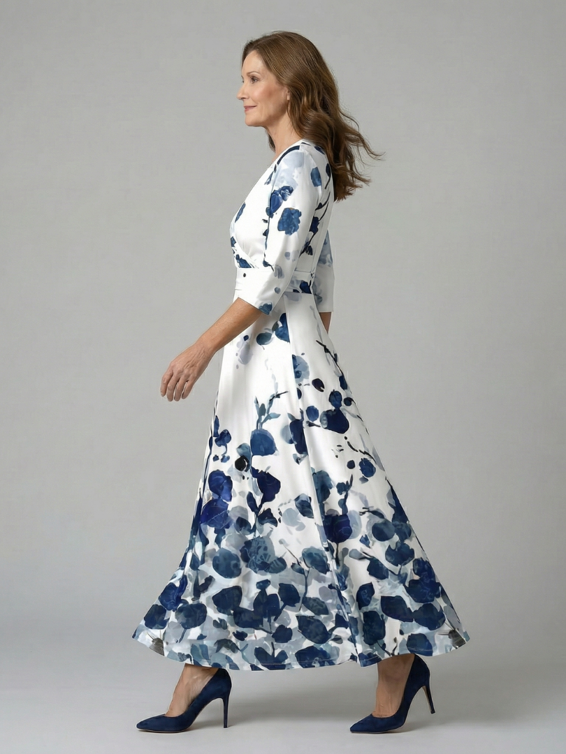 Celine | Robe Midi avec Col Croisé