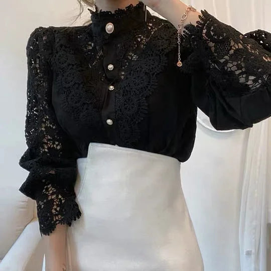 DELACROIX | Chemise à manches longues avec dentelle et détails Tove