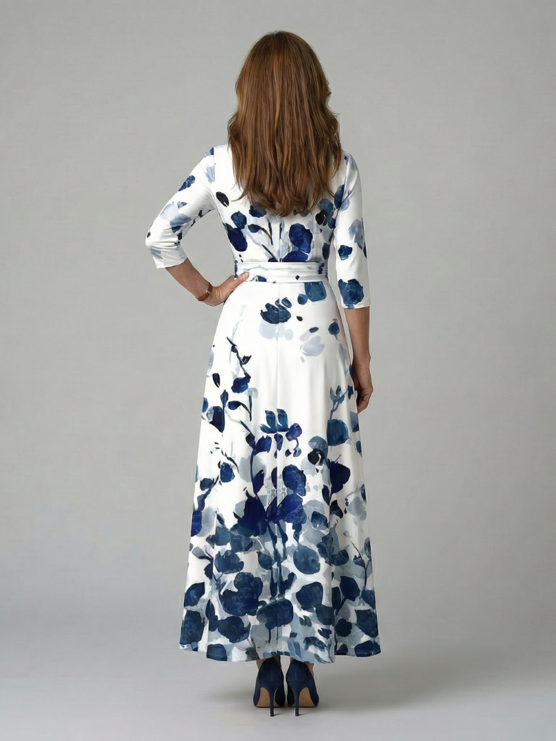 Celine | Robe Midi avec Col Croisé