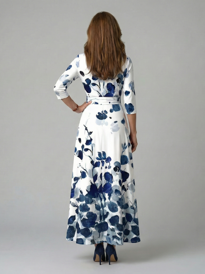 Celine | Robe Midi avec Col Croisé