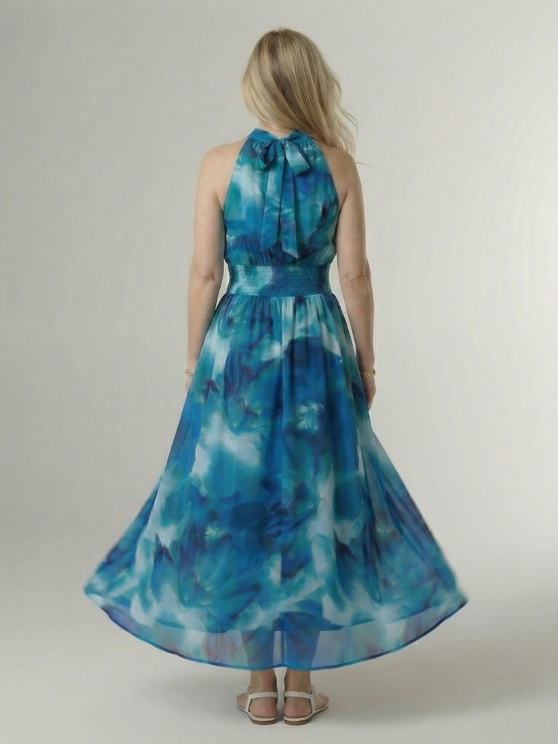 DELACROIX | Robe Midi Halter Froncée Sylin