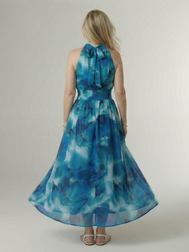 DELACROIX | Robe Midi Halter Froncée Sylin