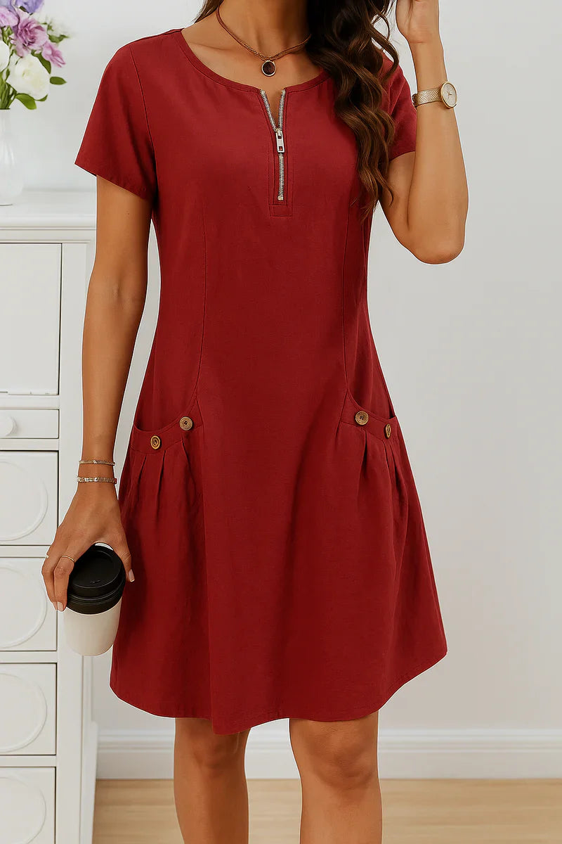 MARIELLA | Robe d'été avec fermeture éclair élégante, poches pratiques et confort quotidien