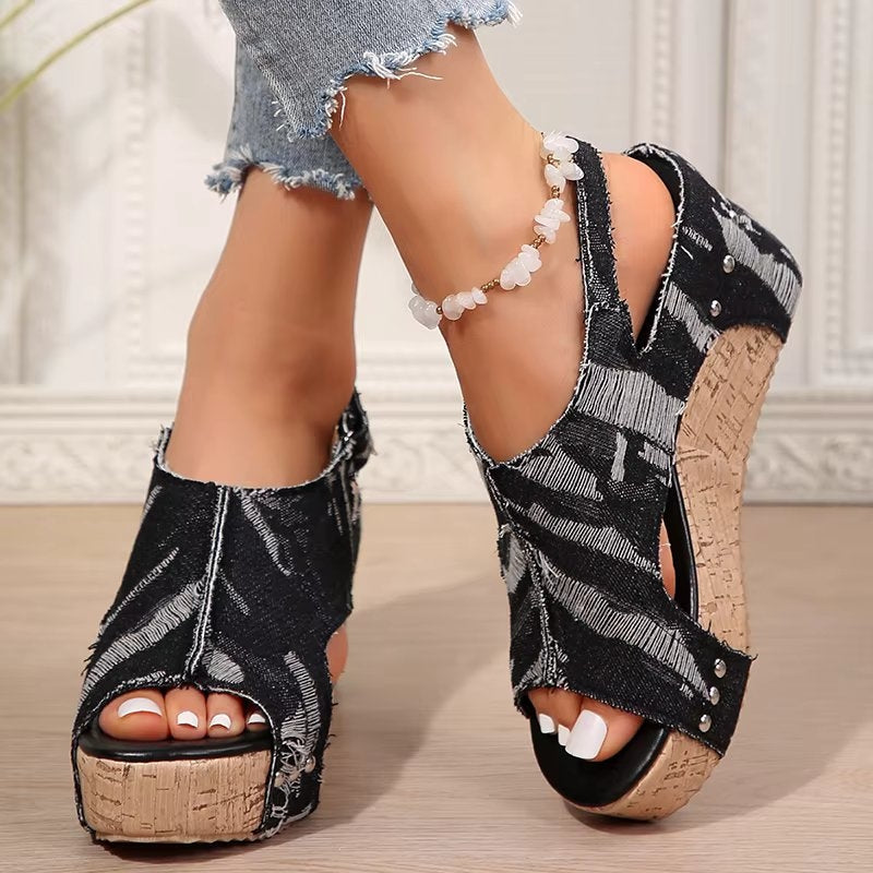 Deni | Sandales à talons compensés