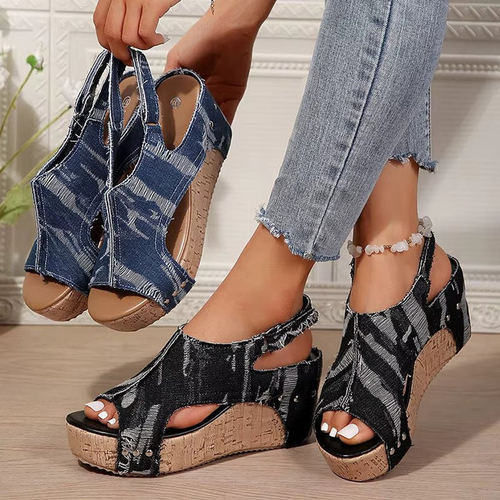 Deni | Sandales à talons compensés