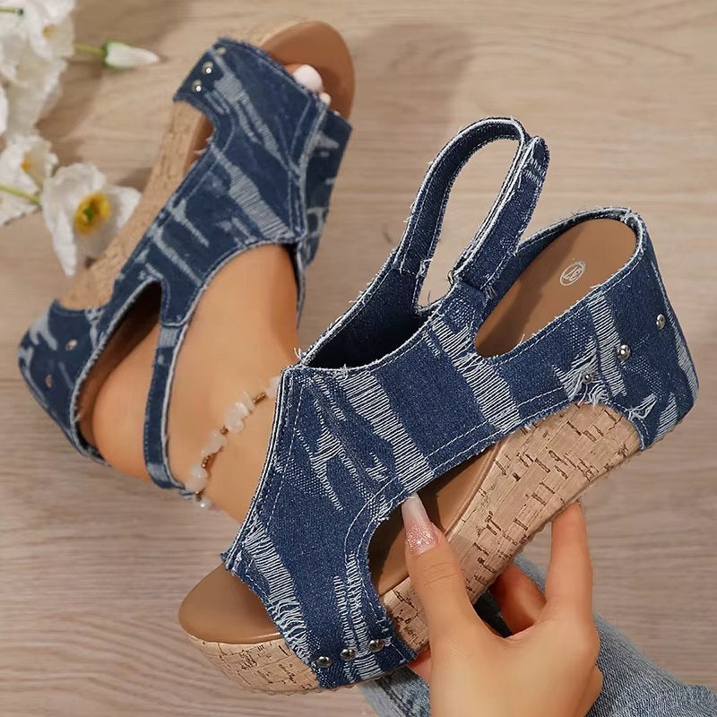 Deni | Sandales à talons compensés