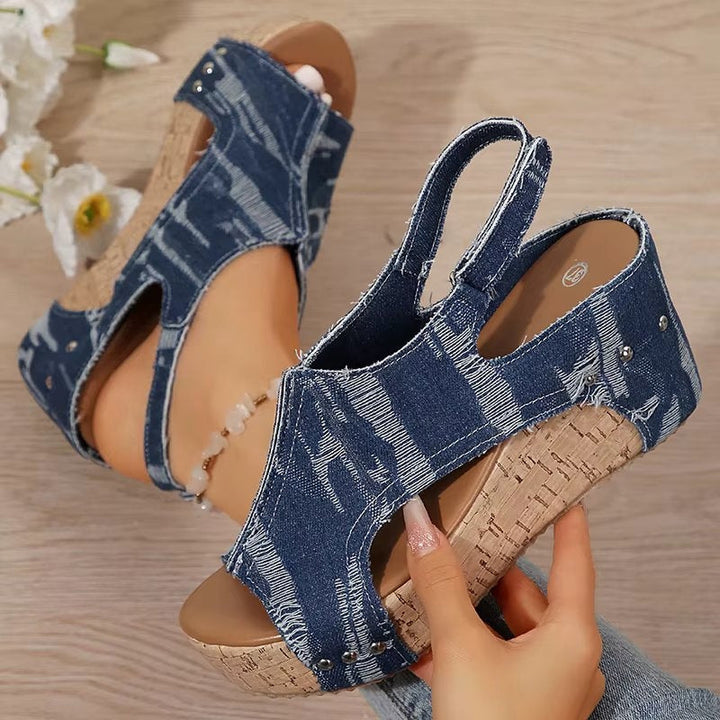 Deni | Sandales à talons compensés