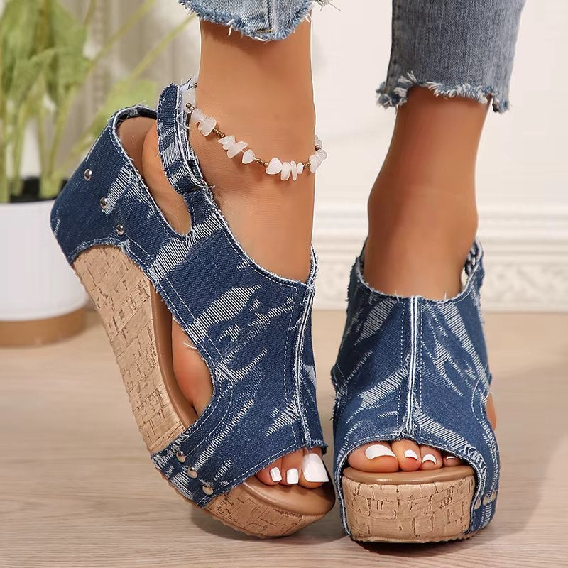 Deni | Sandales à talons compensés