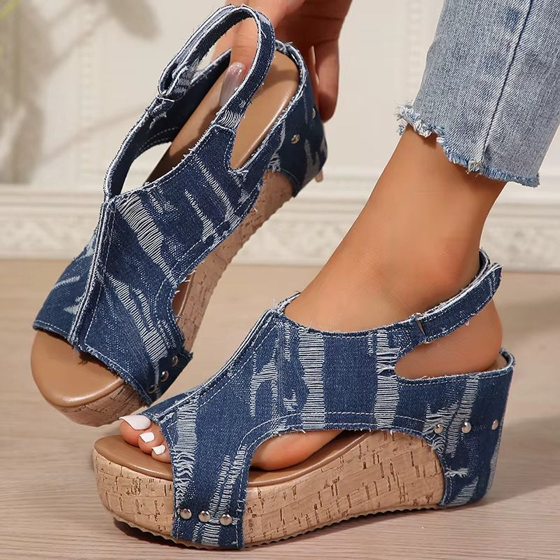 Deni | Sandales à talons compensés